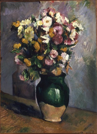 Stillleben mit Blumen in einem Olivenkrug von Paul Cézanne